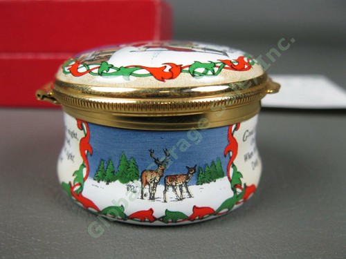 Vintage 1990 Halcyon Days Christmas Gift Enamel Trinket Box Good King Wenceslas - Picture 6 of 10