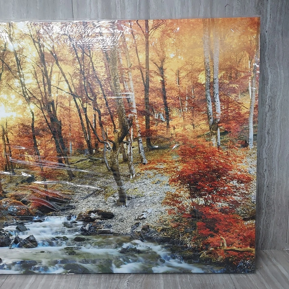 Sunset Autumn Forest Creek River Print PANORAMA CANVAS WALL ART Picture LARGE - Image 4 of 4