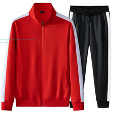 New Men Tracksuits 2pcs Outfits Sweatsuits Athletic Full Zip Active Sports Sets