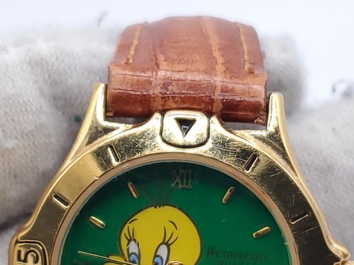 Armitron Tweety Vogel Uhr Damen neue Batterie grünes Zifferblatt goldfarben 25 mm - Bild 12 von 17
