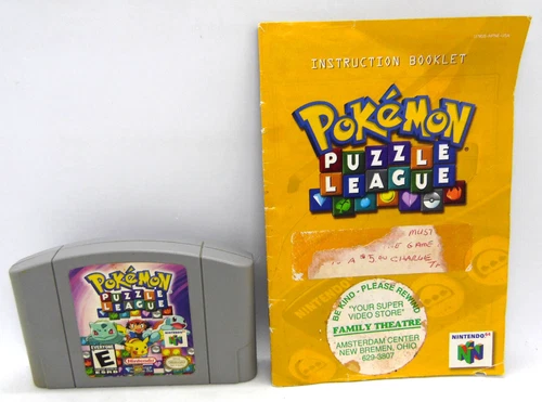 Pokemon Puzzle League (Nintendo 64, 2000) n64 Cartridge + Manual - Tested