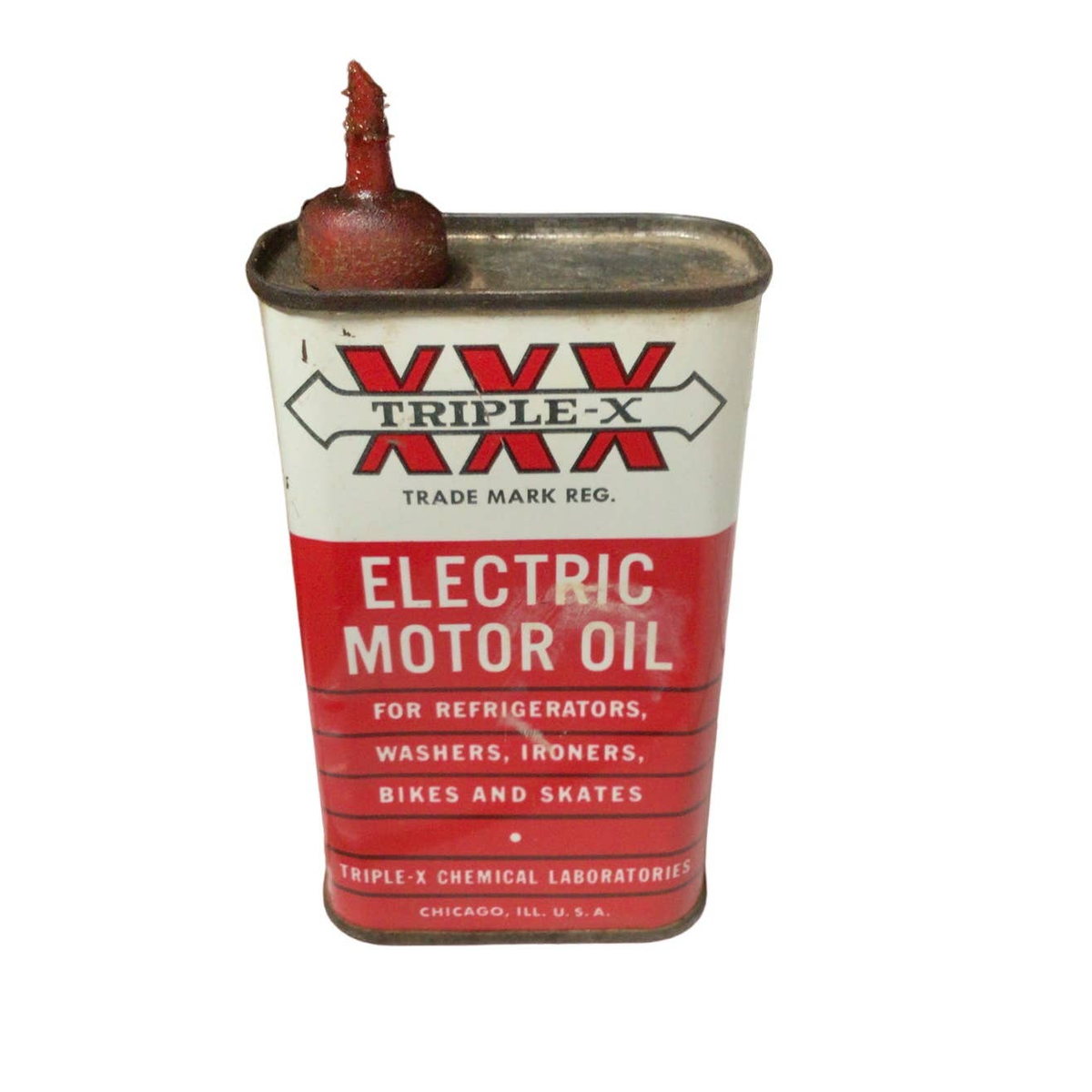 Vintage Triple X Electric Motor Oil Tin XXX Chemical Labs Chicago