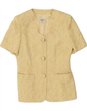 Luisa Spagnoli Womens Short Sleeve Blazer Jacket It 44 Medium Yellow Bj75