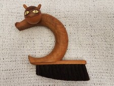 Mid Century Brush Wooden Cat Design Vintage Soft Bristles Cute