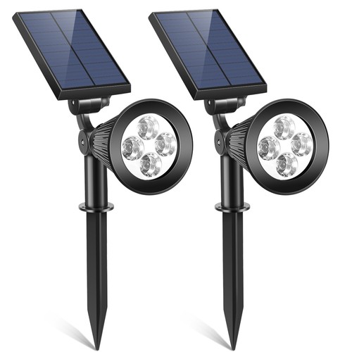 New 2-Pack Solar Spotlights, Dusk to Dawn Outdoor Light, Waterproof - Picture 1 of 5