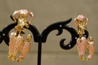Vintage Costume Jewelry Gold Tone Pink Enamel Poodle Dog Scatter Brooch Pins
