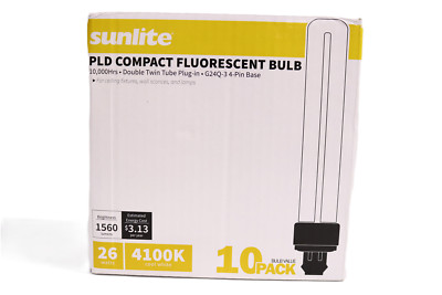 Sunlite PLD26/E/SP41K/10PK 4100K Cool White Fluorescent 26W PLD Double U-Shaped
