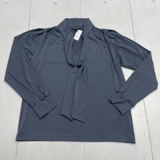 Banana Republic Blue Long Sleeve Crepe Tie Front Blouse Women s Small New