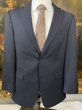 Hart Schaffner Marx 40R USA MADE Navy Blue 100 Wool Slim 2Btn Blazer Jacket