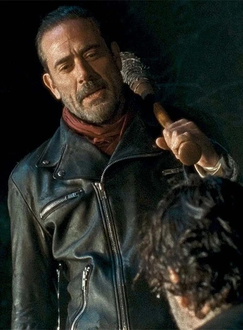 Men Leather Jacket Biker Motorcycle Jeffrey Morgan The Walking