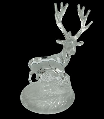 Vtg Deer Buck Stag Figurine Crystal Cristal d'Arques 90's Hunter Cottage Gift