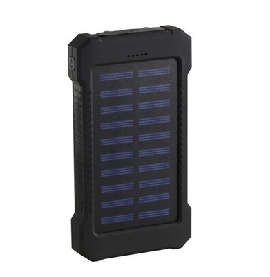 Black Solar Power Bank Waterproof 50,000 MAH Solar Charger 2 USB Ports 