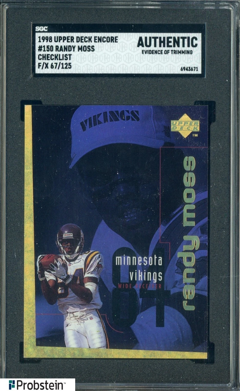 Randy Moss Upper Deck Encore #150 Checklist-Gold F/X