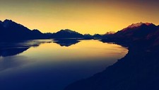 Landscape lake nature sunset mountains sky water Custom Gaming Mat Desk