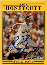 Rick Honeycutt autographed baseball card (Oakland Athletics) 1991 Fleer #11
