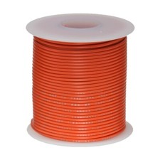 22 AWG Stranded Topcoat Hook Up Wire, Orange, 25 ft, 0.062" Dia, UL1007, 300V