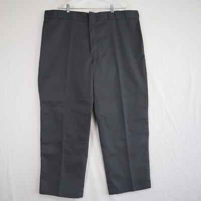 Dickies Pants Mens 44x30 Loose Fit Double Knee Work Tech Pocket Chino Gray