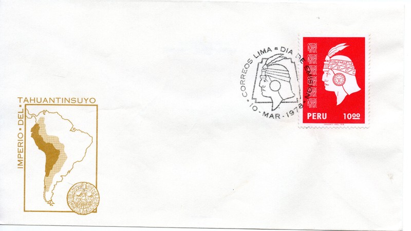 Perú 1978, First Day Postmark Envelope, Inca's Face, red, accept offers