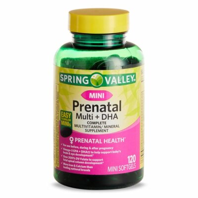 Spring Valley Mini Prenatal Complete Multivitamin (Multi + DHA)- 120 Softgels
