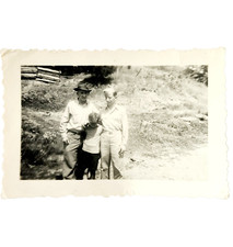 1940s WW2 Real Photograph Unknown Military Soldier And Family Antique Photo F10A