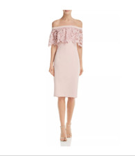  ELIZA J OFF THE SHOULDER LACE BLUSH SHEATH DRESS  sz 2