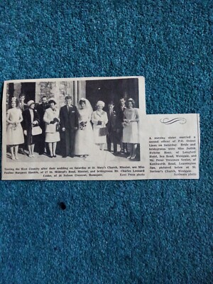 Ama1 Ephemera 1966 Bild Hochzeit Münster Hankin Cobbe Ramsgate 