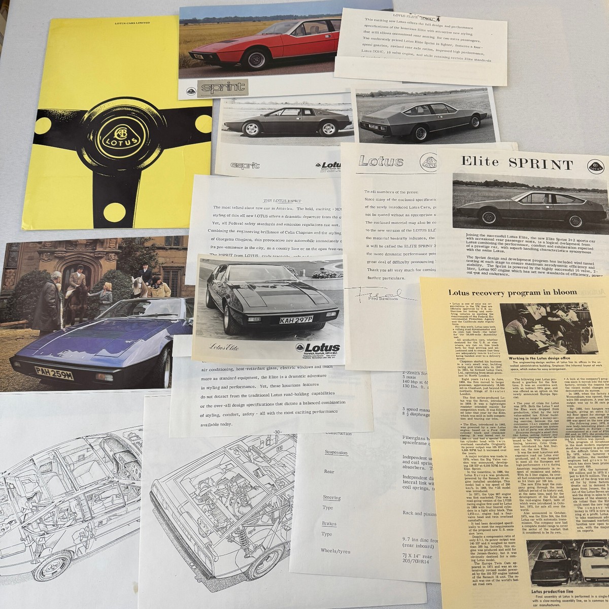 1976 Lotus Car Press Kit Brochure Photo Photograph Lotus Elite