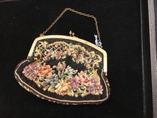 ANTIQUE PETIT-POINT EMBROIDERY/TAPESTRY PURSE; EXCEL. CONDITION