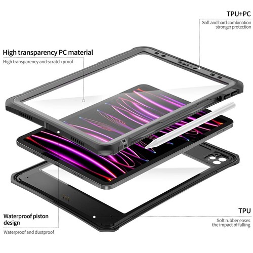 Hülle für IPad Pro 11 Zoll 5./4./3. Gen wasserdichte Hülle stoßfeste Schutzhülle - Bild 10 von 15