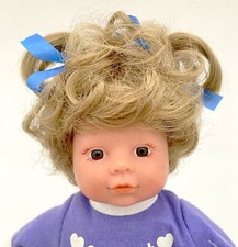 6/7  Curly Curls Bows Blonde Doll Wig Reborn OOAK BJD Bisque Repair VICKY