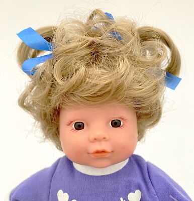 6/7  Curly Curls Bows Blonde Doll Wig Reborn OOAK BJD Bisque Repair VICKY