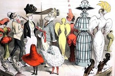 Fashion Freaks 1890 STRANGE LADIES FASHION BIRD DRESSES MANNEQUIN Puck Art Print
