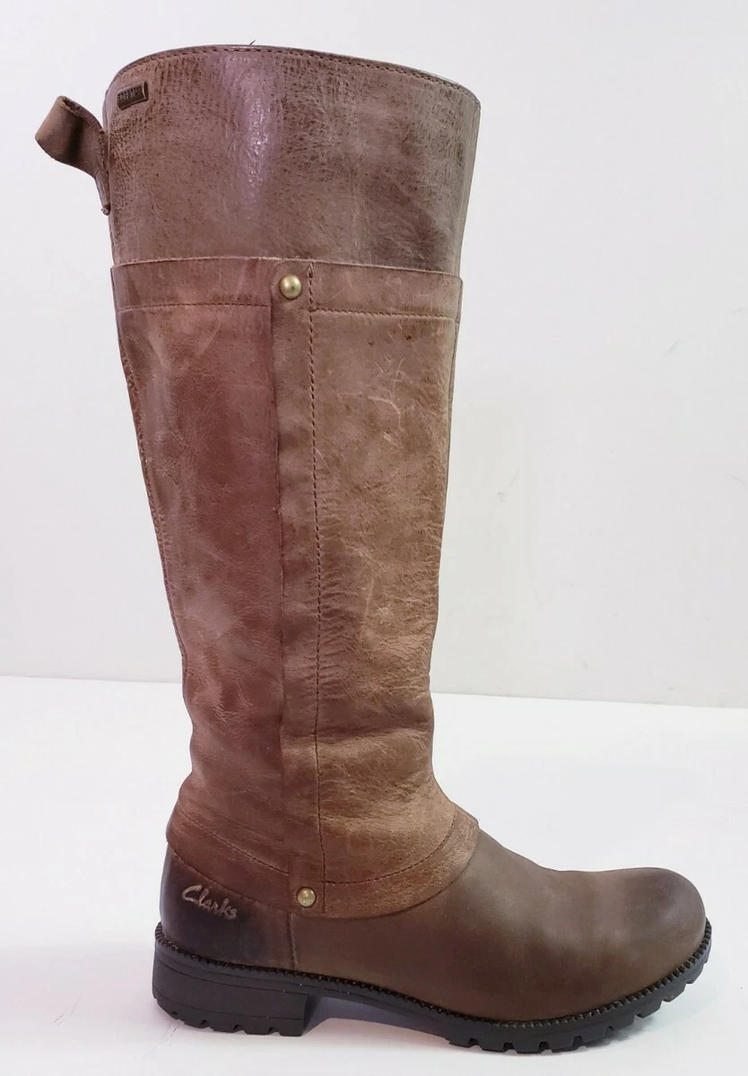 ética construir Boda Clarks Women&#039;s Neeve Ella Gore Tex Tall Distressed Leather Riding Boots!  Size 6 | eBay