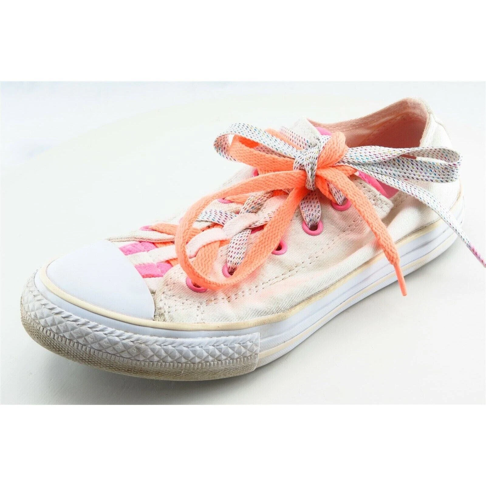 Scarpe da ragazza Converse All Star taglia 2 M bianche tessuto top basso