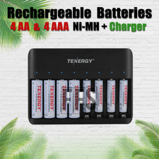 Tenergy Rechargeable Batteries 4 AA  4 AAA  Charger LED light Fast NiMH NiCD  