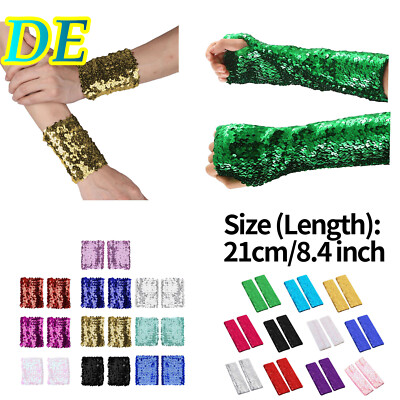 Damen Armstulpen Glitzer Handstulpen Pailletten Armbänder,Fingerlose Handschuhe