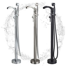 Floor Mount Freestanding Bathtub Faucet Bathroom Waterfall Tub Filler w/Handheld