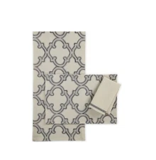 Homewear Hudson Classic Twist Table Runner Embroidered Natural/Blue Navy 14"x72"