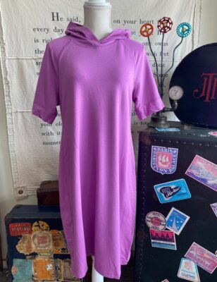 Isaac Mizrahi Orchid SOHO Elbow Sleeve Sweatshirt Dress w/ Hood S New