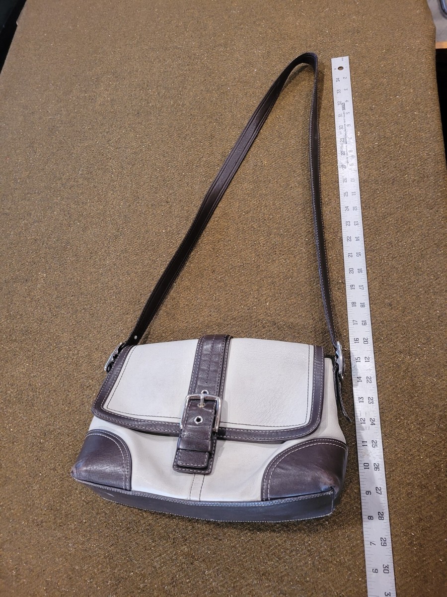 Coach Hampton Leather Purse Shoulder Bag Buckle Flap G0767-F11196