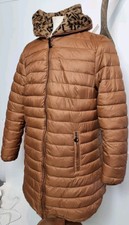 Derhy Reversible Robe Down Quilted/leopard Faux Fur Reversed Jacket Uk Large