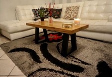 Tavolo Tavolino salotto soggiorno legno massello castagno piedi nero design