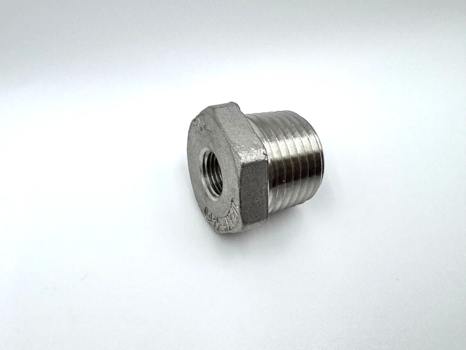 STAINLESS STEEL BUSHING REDUCER 1/2" x 1/8" NPT PIPE BS-050-012 - Image 3 of 3