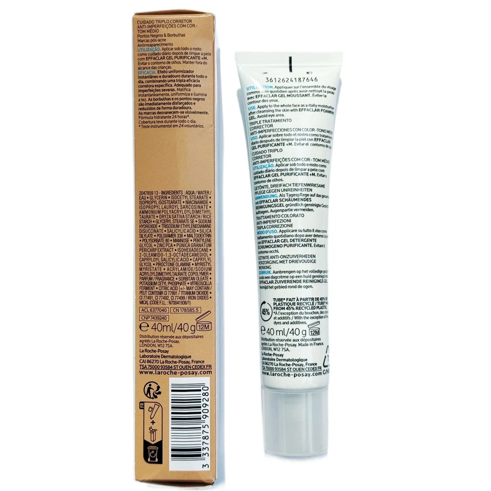 La Roche Posay EFFACLAR DUO + M UNIFIANT TINTED MEDIUM COLOR 40ml EXP 05/27 - Image 3 of 4