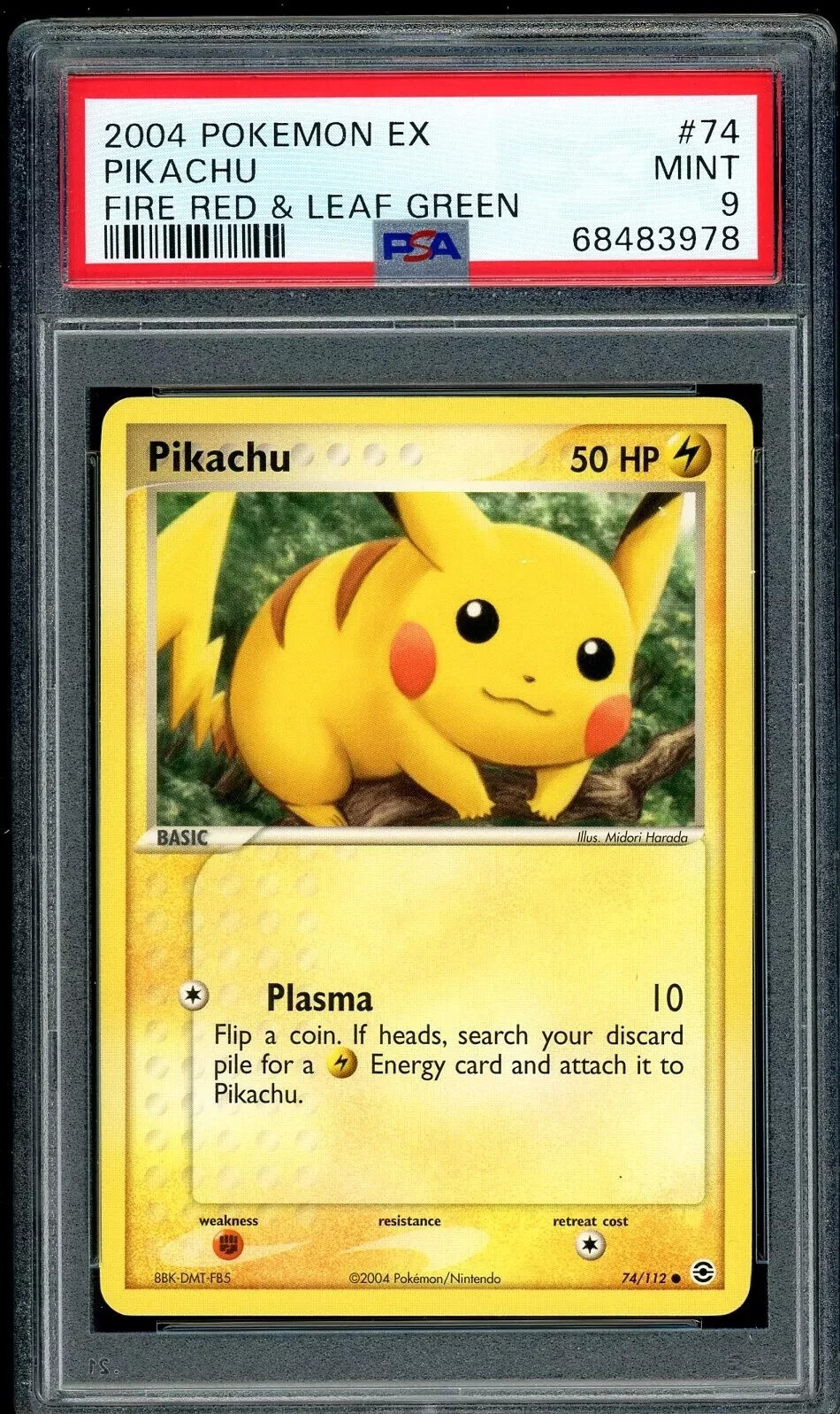 PSA 9 MINT Pikachu 74/112 (Fire Red Leaf Green) Non-Holo Pokemon Card