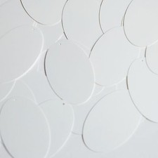Oval Sequin 2" Pearly White Opaque Couture Paillettes Made in USA