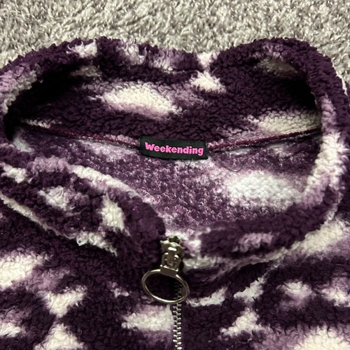 Fleece Jacket 1/4 Zip Pullover Soft Lightweight y2k Purple Medium - Picture 3 of 8