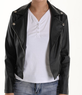 Giubbotto In Finta Pelle Nero Donna - Modello Corto Slim Aderente, Perfetto Per Look Rock - Foto 12