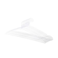 10 PK White Thin Metal Wire Clothes Hangers 16X8.5" Light Weight Hangers