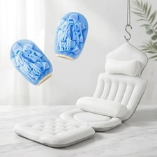 Luxury Full Body Bath Pillow for Tub - 4D Air Mesh Bathtub Cushion Mat White